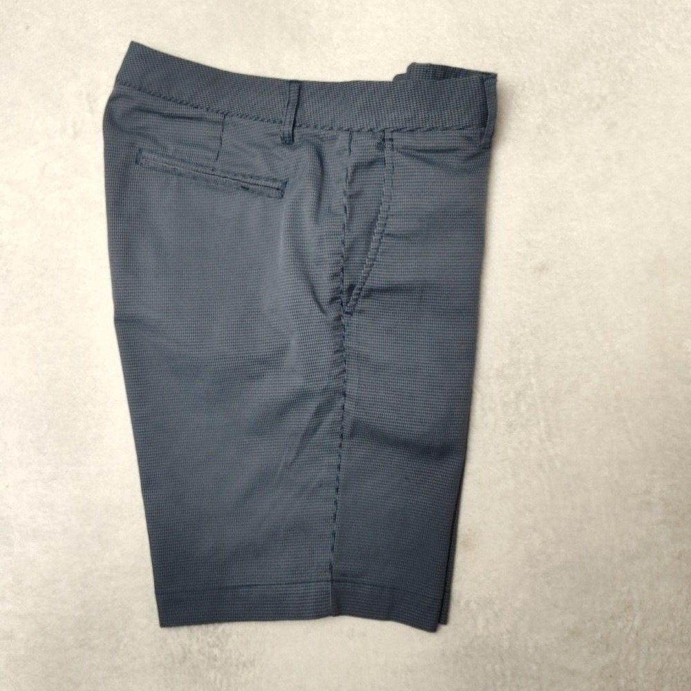 Bonobos‎ Shorts Mens 33 Blue Houndstooth 10" Bermuda Golf Polyester Slim Pockets